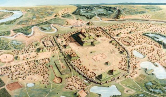 Rappresentazione artistica di Cahokia Mounds
