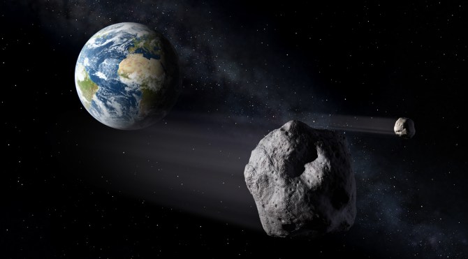 Simulazione dell'asteroide che minaccia la terra nel 2040