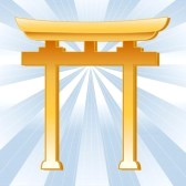 11837261-shinto-symbol-golden-torii-gate-icona-della-fede-shintoista-su-sfondo-azzurro-del-cielo-con-raggi